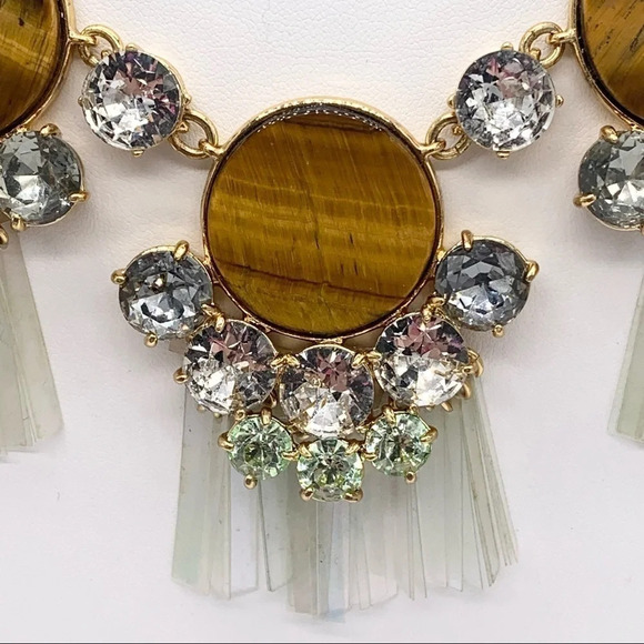 J. Crew Jeweled Tigers Eye Fringe Necklace - Picture 2 of 4